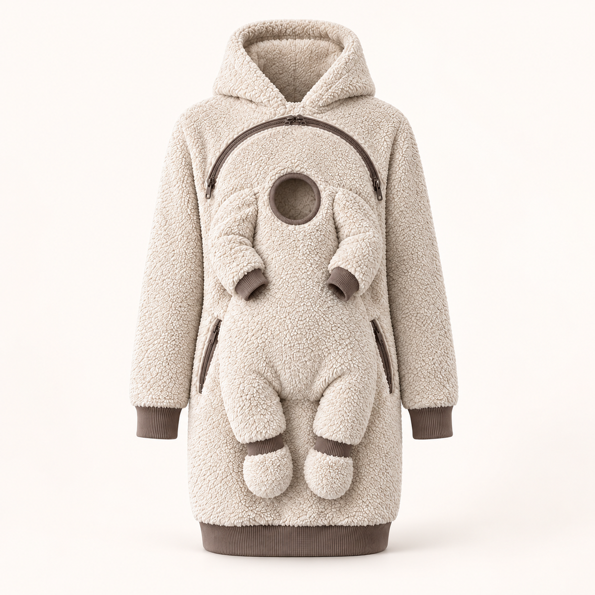 Cream MamaNuzzle hoodie — AI-generated brand concept